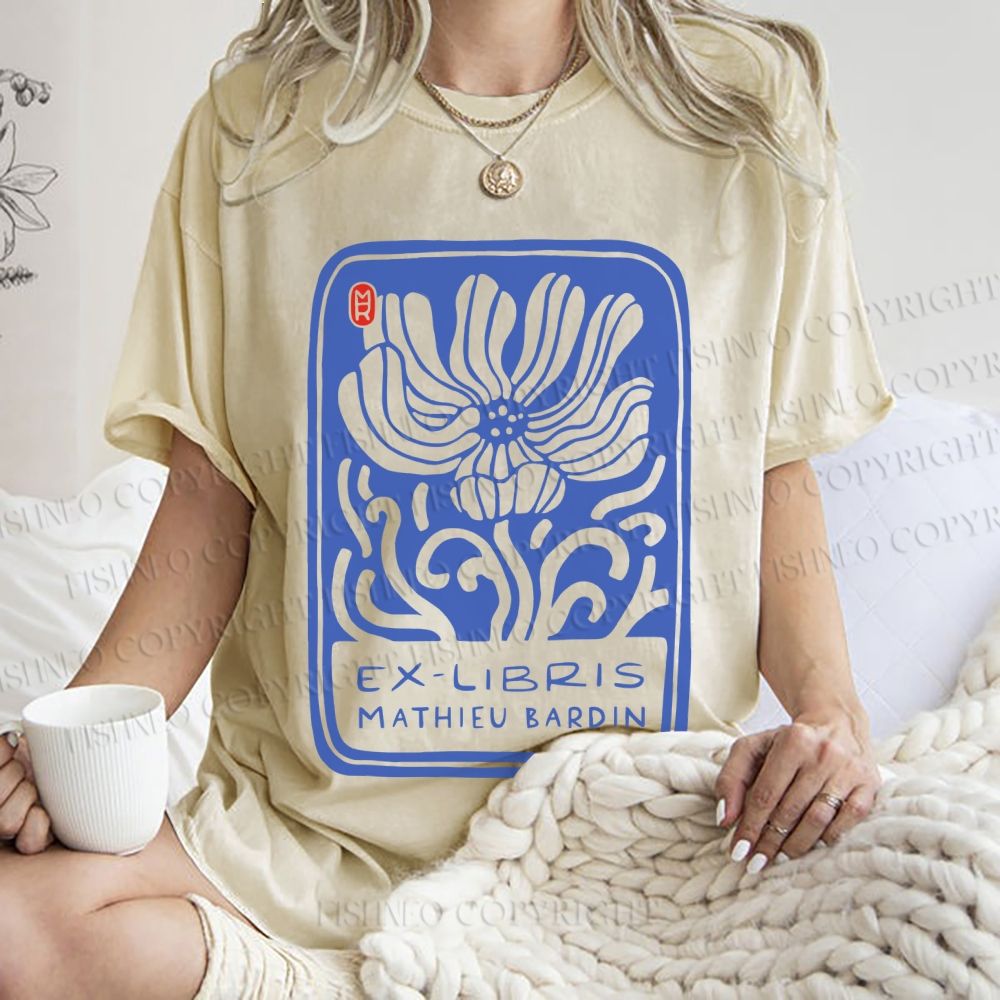 Unisex Vintage Flower Printed Washed Tee