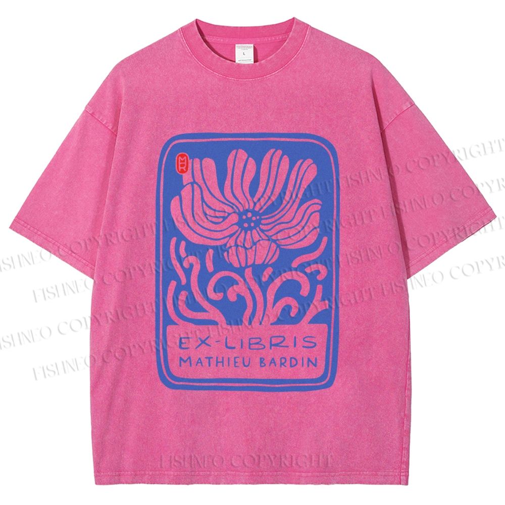 Unisex Vintage Flower Printed Washed Tee