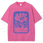 Unisex Vintage Flower Printed Washed Tee