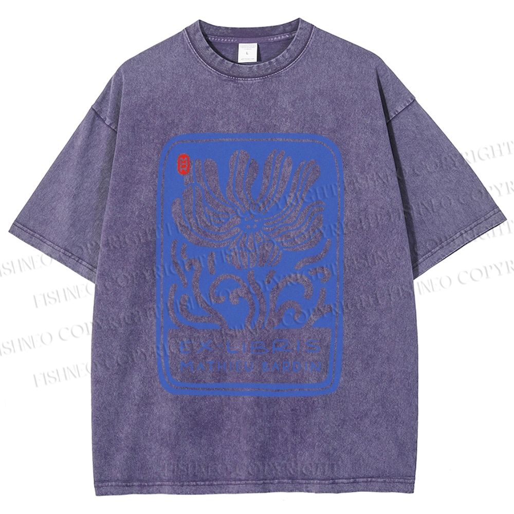 Unisex Vintage Flower Printed Washed Tee