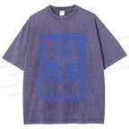 Unisex Vintage Flower Printed Washed Tee