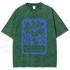 Unisex Vintage Flower Printed Washed Tee