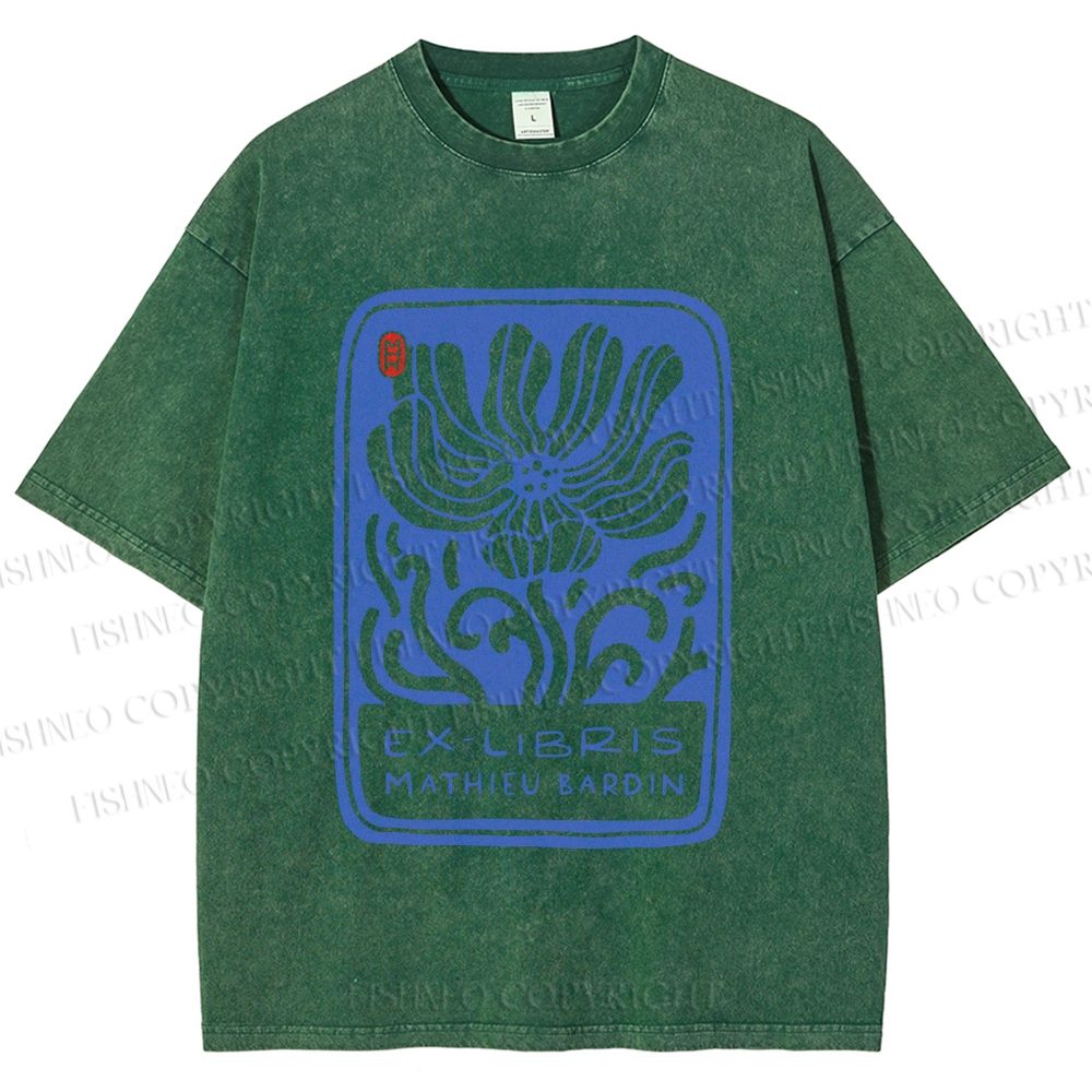 Unisex Vintage Flower Printed Washed Tee