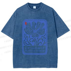 Unisex Vintage Flower Printed Washed Tee