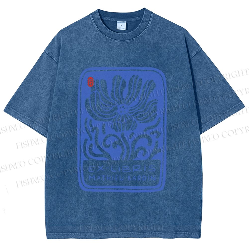 Unisex Vintage Flower Printed Washed Tee