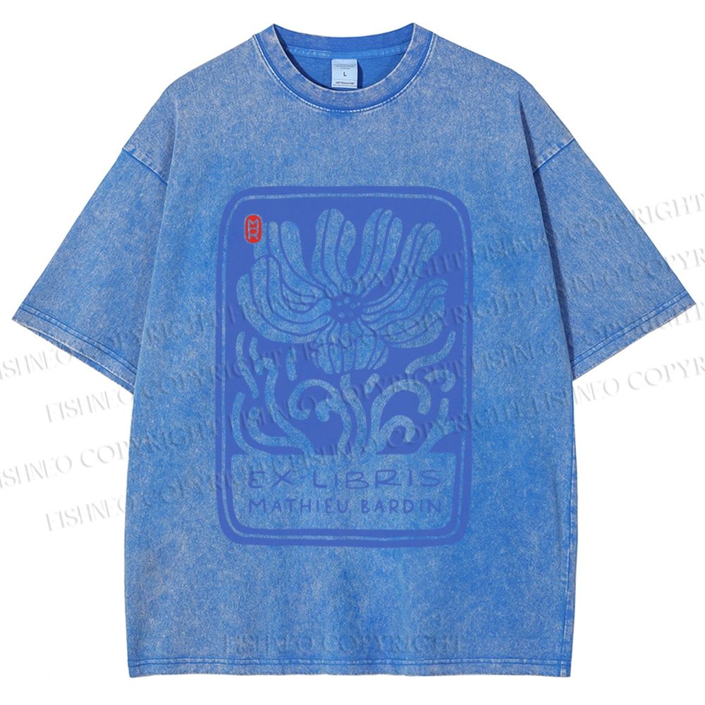 Unisex Vintage Flower Printed Washed Tee