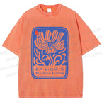 Unisex Vintage Flower Printed Washed Tee