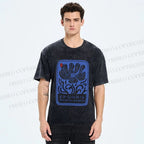 Unisex Vintage Flower Printed Washed Tee