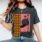Unisex Vintage Japanese Poster Printed Washed Tee