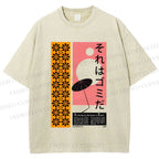 Unisex Vintage Japanese Poster Printed Washed Tee