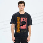 Unisex Vintage Japanese Poster Printed Washed Tee
