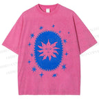 Unisex Vintage Weird Sun Printed Washed Tee