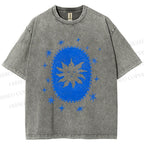 Unisex Vintage Weird Sun Printed Washed Tee