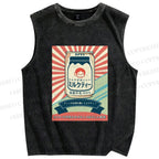 Unisex Milk Poster Printed Washed Tank Top