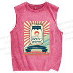 Unisex Milk Poster Printed Washed Tank Top