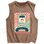 Unisex Milk Poster Printed Washed Tank Top