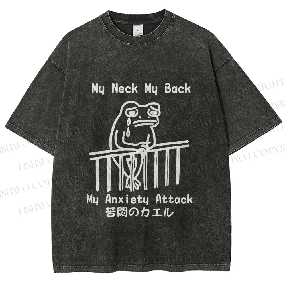 Unisex My neck My Back Sad Frog Printed Washed Tee