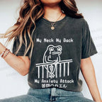 Unisex My neck My Back Sad Frog Printed Washed Tee