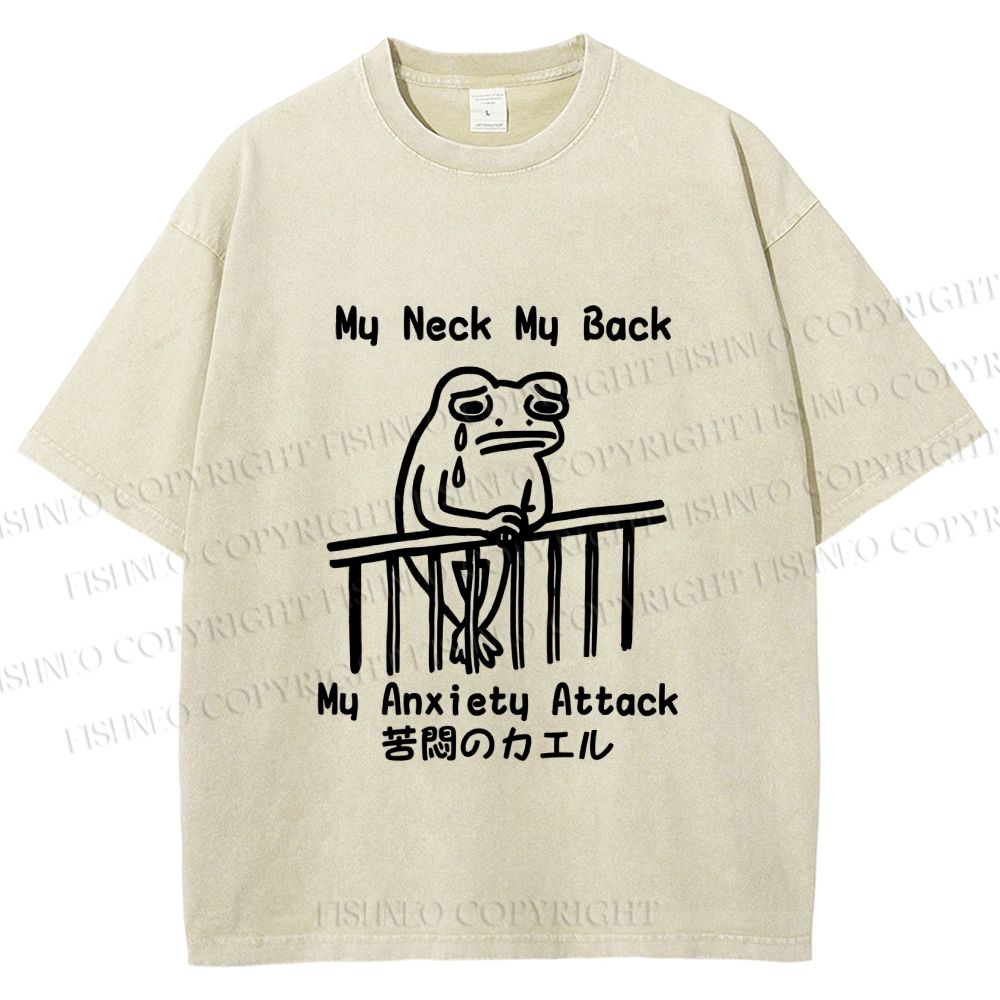 Unisex My neck My Back Sad Frog Printed Washed Tee