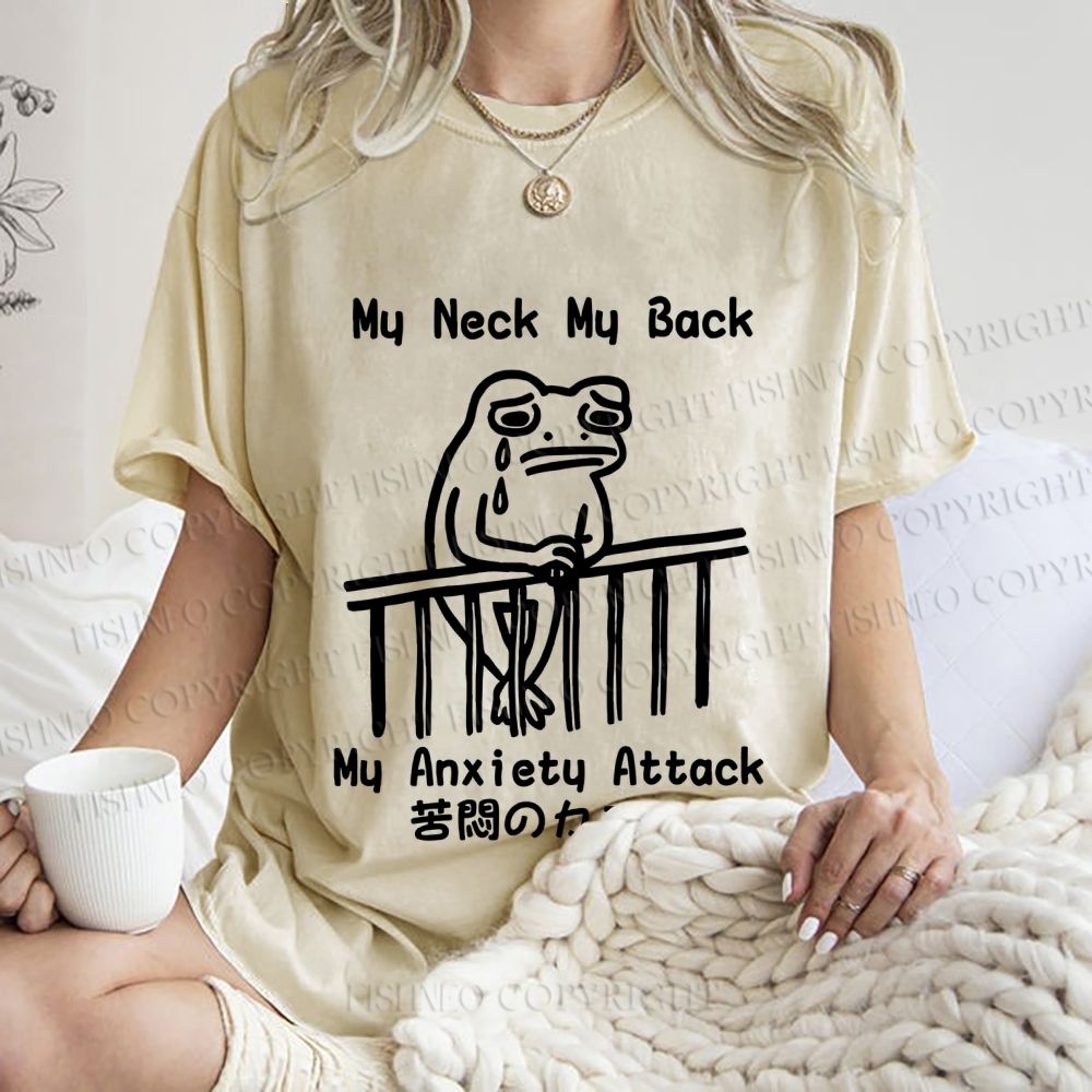 Unisex My neck My Back Sad Frog Printed Washed Tee