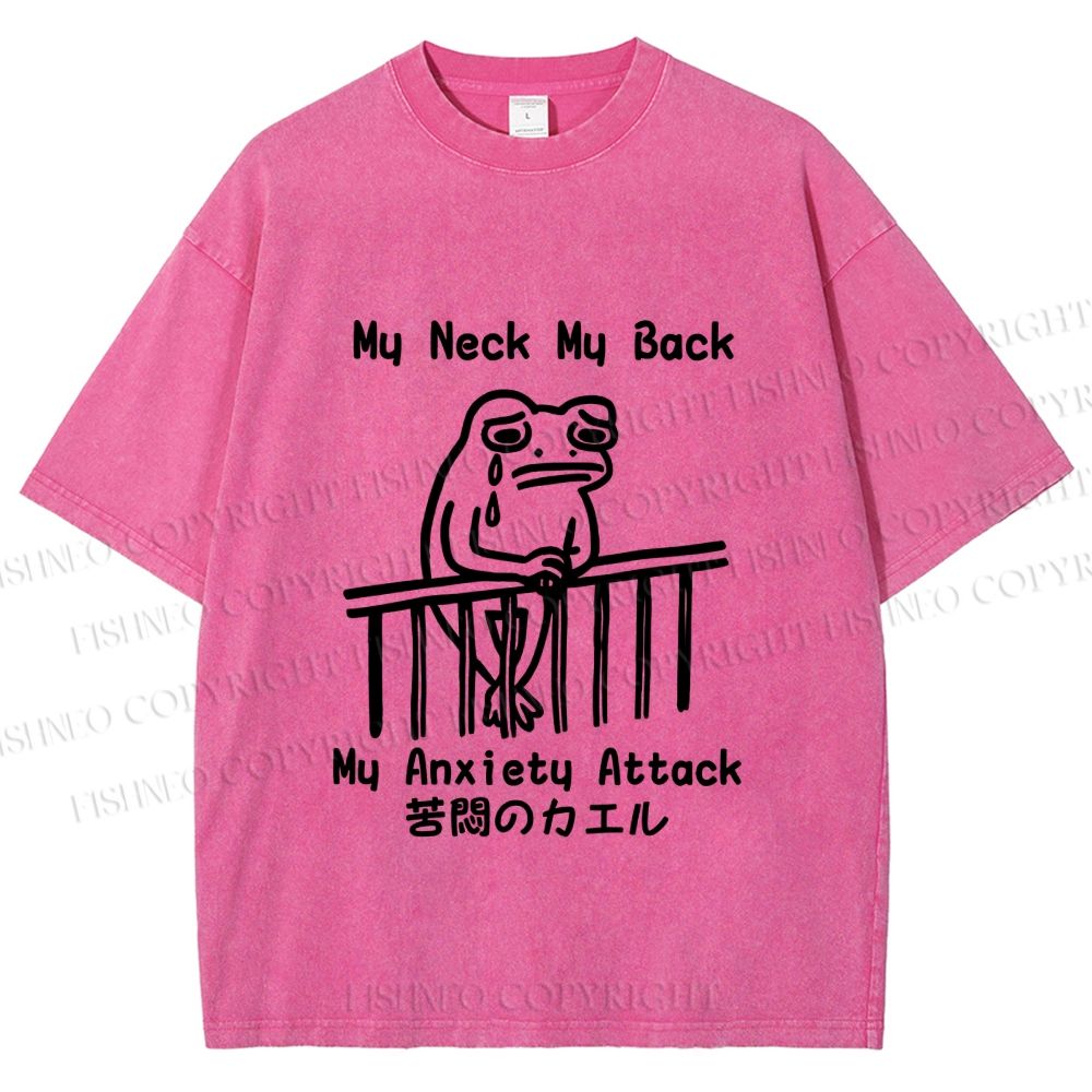 Unisex My neck My Back Sad Frog Printed Washed Tee