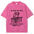 Unisex My neck My Back Sad Frog Printed Washed Tee