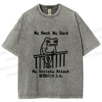 Unisex My neck My Back Sad Frog Printed Washed Tee