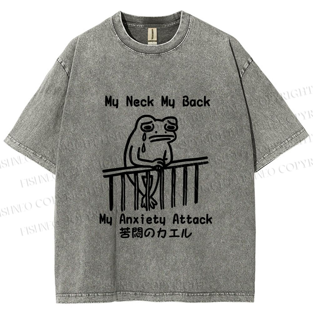 Unisex My neck My Back Sad Frog Printed Washed Tee