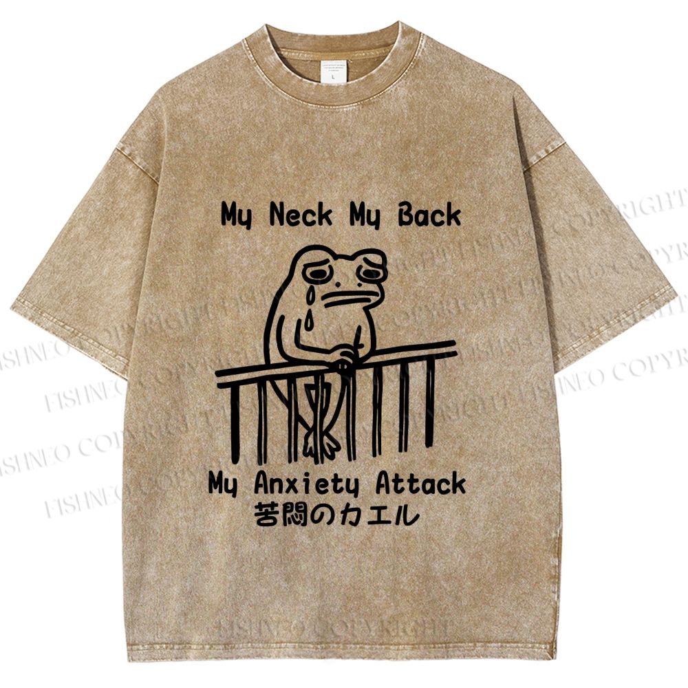 Unisex My neck My Back Sad Frog Printed Washed Tee