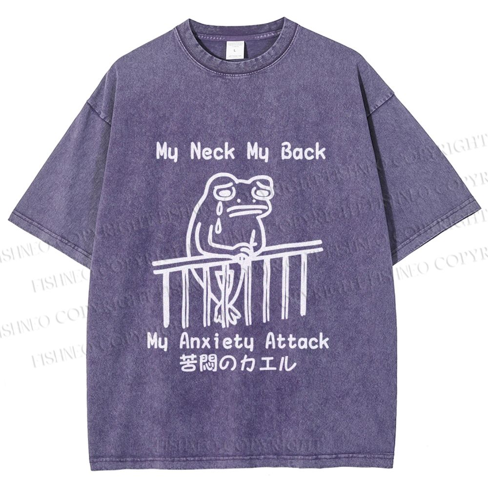 Unisex My neck My Back Sad Frog Printed Washed Tee
