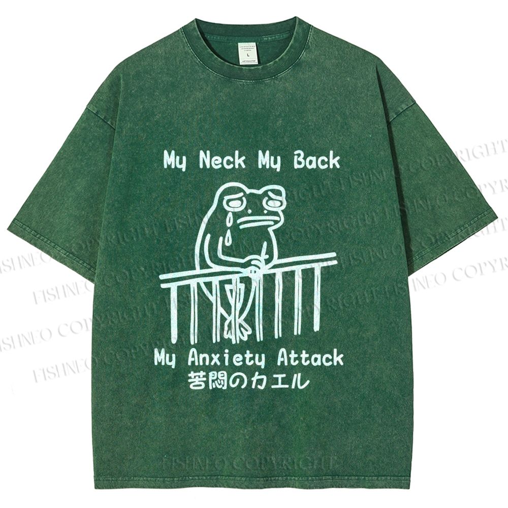 Unisex My neck My Back Sad Frog Printed Washed Tee