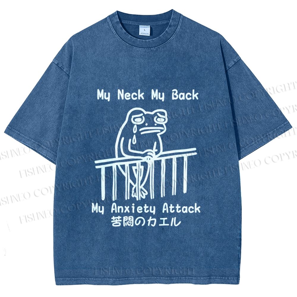 Unisex My neck My Back Sad Frog Printed Washed Tee