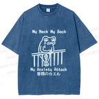 Unisex My neck My Back Sad Frog Printed Washed Tee