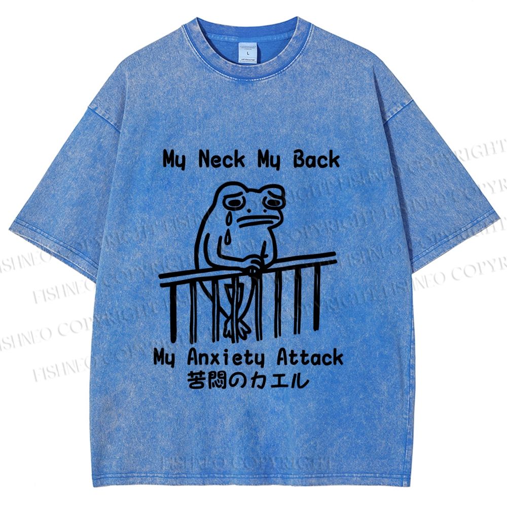 Unisex My neck My Back Sad Frog Printed Washed Tee