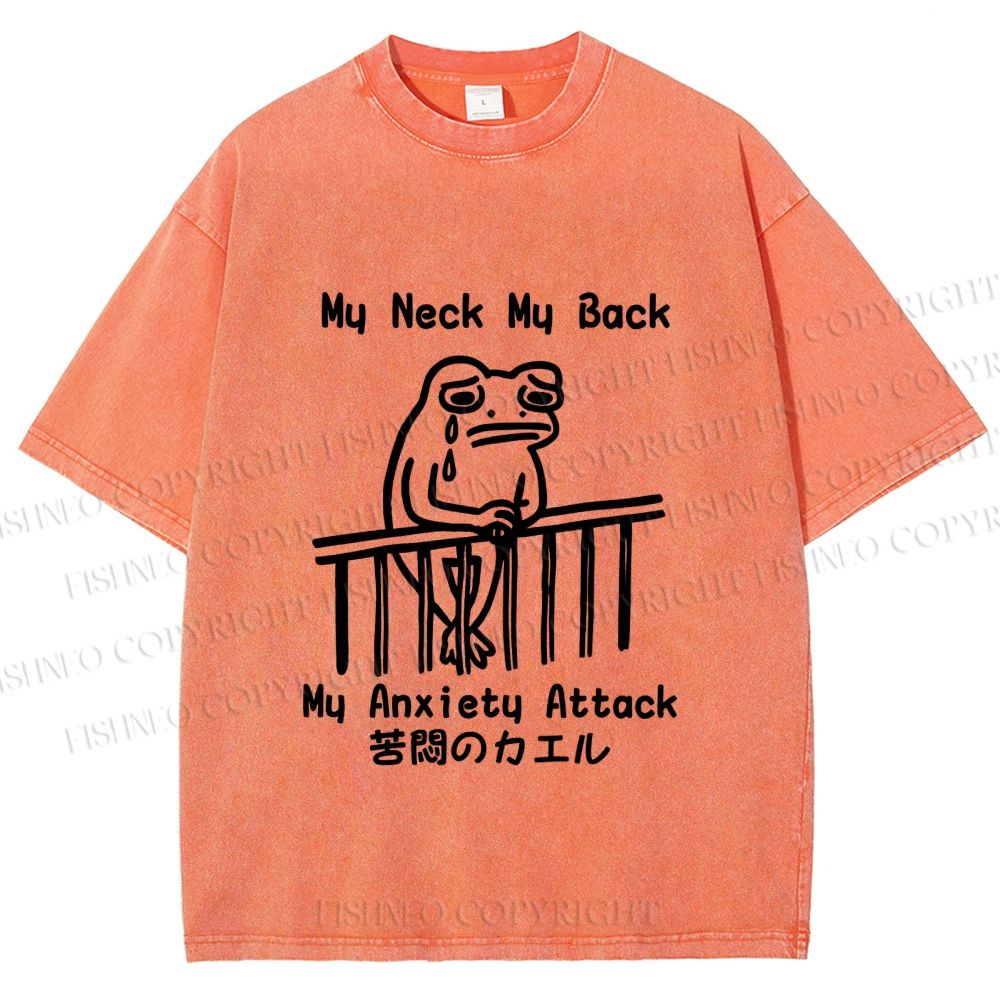 Unisex My neck My Back Sad Frog Printed Washed Tee