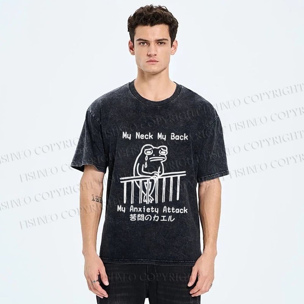 Unisex My neck My Back Sad Frog Printed Washed Tee