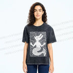 Unisex Vintage Weird Wolf Printed Washed Tee