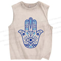 Unisex Evil Eye Printed Washed Tank Top