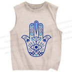 Unisex Evil Eye Printed Washed Tank Top