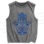 Unisex Evil Eye Printed Washed Tank Top