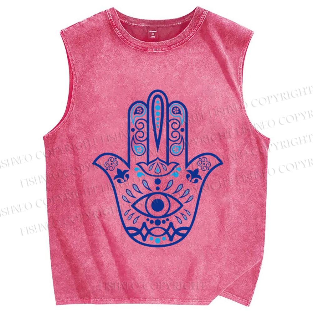 Unisex Evil Eye Printed Washed Tank Top