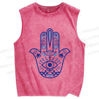 Unisex Evil Eye Printed Washed Tank Top