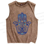 Unisex Evil Eye Printed Washed Tank Top