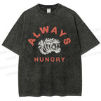 Unisex Always Hungry Tiger Printed Washed Tee