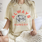 Unisex Always Hungry Tiger Printed Washed Tee