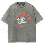 Unisex Always Hungry Tiger Printed Washed Tee