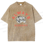Unisex Always Hungry Tiger Printed Washed Tee