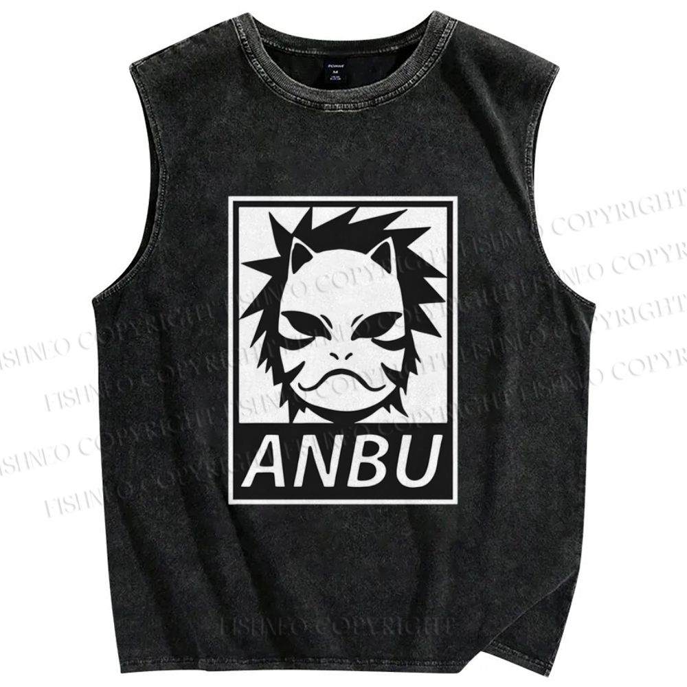 Unisex ANBU Printed Washed Tank Top