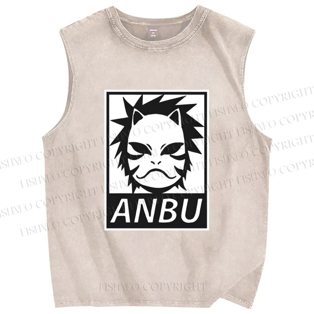 Unisex ANBU Printed Washed Tank Top