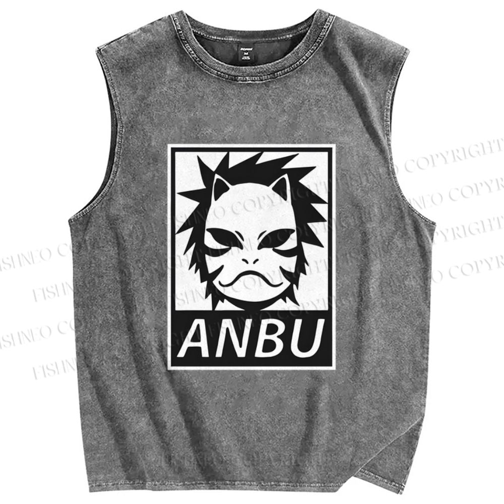 Unisex ANBU Printed Washed Tank Top